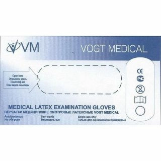 Перчатки Vogt Medical смотровые латексные нестерильные опудренные текстурированные размер M