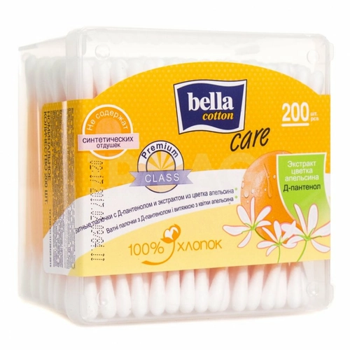 Палочки ватные Белла Bella Апельсин квадратная пластиковая упаковка