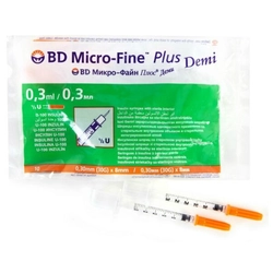 Шприц 1мл BD Micro Fine Plus инъекционный однократного применения инсулиновый U100 с иглой 30G 0,3х8мм