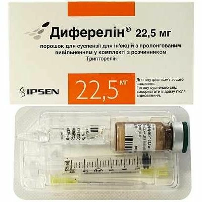 Диферелин 22,5 Лиофилизат для приготовления суспензии для инъекций 22,5мг 