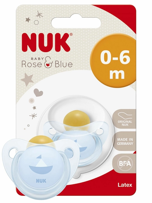 Нук Nuk пустышка латексная Classic Baby Blue размер 2 от 6 до 18 месяцев 10734013 Пустышки силиконовые
