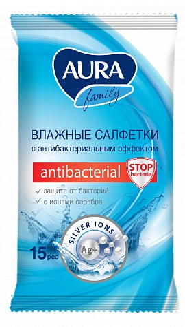Салфетки Аура влажные антибактериальные Family Салфетки в Казахстане, интернет-аптека Рокет Фарм