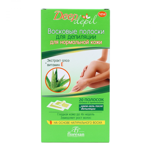 Восковые полоски Флоресан Дип для депиляции для нормальной кожи с алоэ вера Ф-485  в Казахстане, интернет-аптека Рокет Фарм