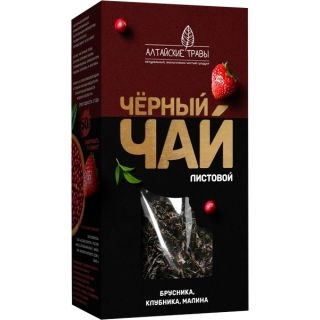 Черный чай листовой Алтайские травы со вкусом брусники клубники малины Фито в Казахстане, интернет-аптека Рокет Фарм