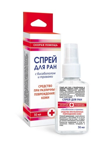 Скорая помощь спрей антисептический для ран с бисабололом и травами Спрей в Казахстане, интернет-аптека Рокет Фарм