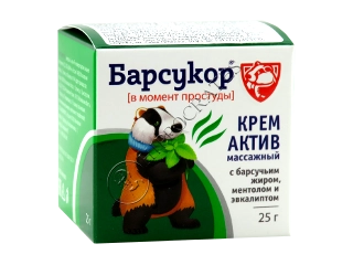 Барсукор Крем-Актив массажный с ментолом и эвкаплиптом Крем в Казахстане, интернет-аптека Рокет Фарм