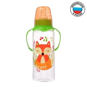 Бутылочка Лисичка Соня для кормления с ручками 0+ 250мл зеленый 2969825  в Казахстане, интернет-аптека Рокет Фарм