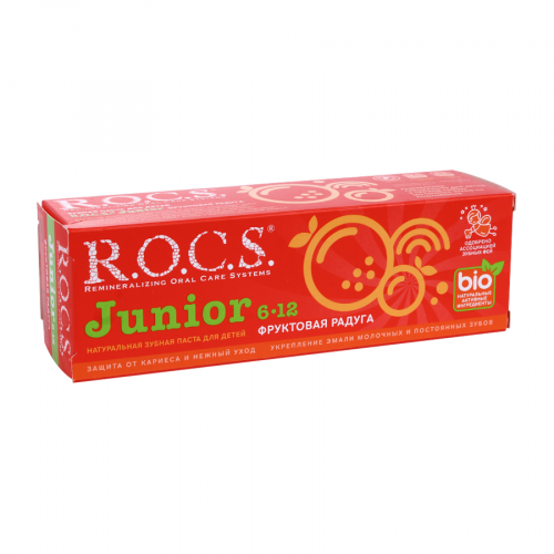 Зубная паста R.O.C.S. Junior фруктовая радуга 6-12 лет 74мл Паста в Казахстане, интернет-аптека Рокет Фарм