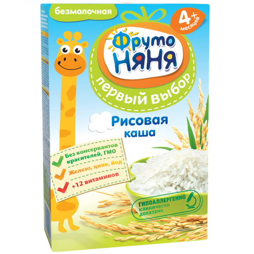 Каша ФрутоНяня низкоаллергенная  рисовая с 4 месяцев  в Казахстане, интернет-аптека Рокет Фарм