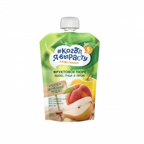 Пюре Когда Я вырасту яблоко персик сливки 5 злаков с 5 мес,  в Казахстане, интернет-аптека Рокет Фарм