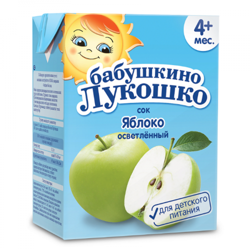 Сок Бабушкино лукошко яблоко осветленный с 4 месяцев Молокоотсосы в Казахстане, интернет-аптека Рокет Фарм