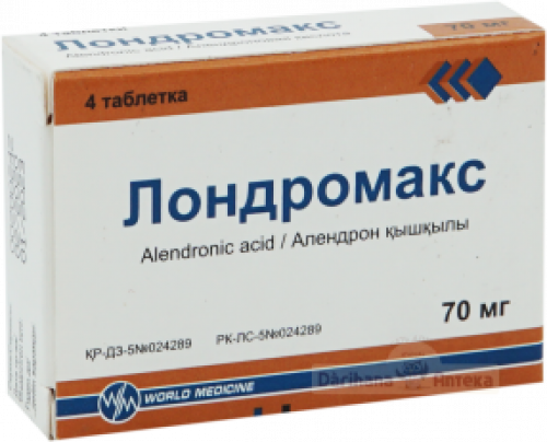 ЛОНДРОМАКС 70 мг №4 таб   Алендроновая к-та  в Казахстане, интернет-аптека Рокет Фарм