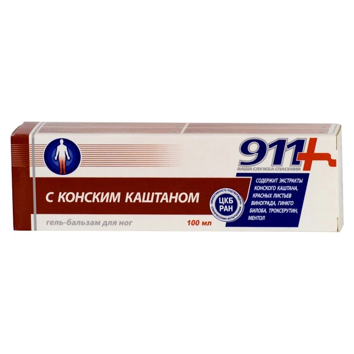 911 Каштан конский гель-бальзам для ног Гель в Казахстане, интернет-аптека Рокет Фарм