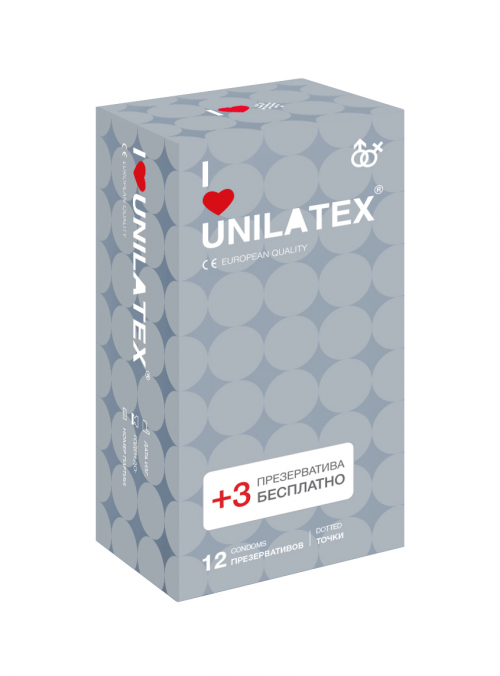 ПРЕЗЕРВАТИВЫ Unilatex Точечные №12+3  в Казахстане, интернет-аптека Рокет Фарм