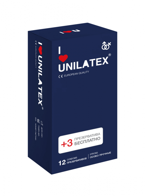 ПРЕЗЕРВАТИВЫ Unilatex Особо прочные №12+3  в Казахстане, интернет-аптека Рокет Фарм