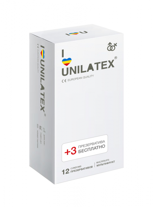 ПРЕЗЕРВАТИВЫ Unilatex Мультифрукт №12+3  в Казахстане, интернет-аптека Рокет Фарм