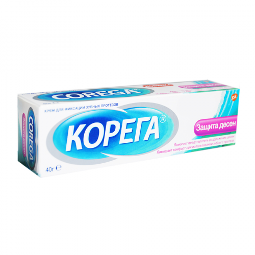 COREGA Крем для фиксации зубных протезов Защита десен 40гр  в Казахстане, интернет-аптека Рокет Фарм