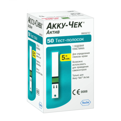 Тест полоски для определения уровня глюкозы в крови Accu-Chek Active Тест в Казахстане, интернет-аптека Рокет Фарм