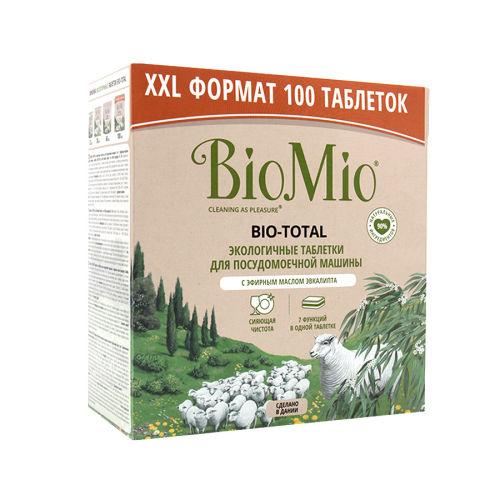 BIO MIO Таблетки для посудомоечной машины с эфирным маслом Эвкалипта 100 таблеток  в Казахстане, интернет-аптека Рокет Фарм
