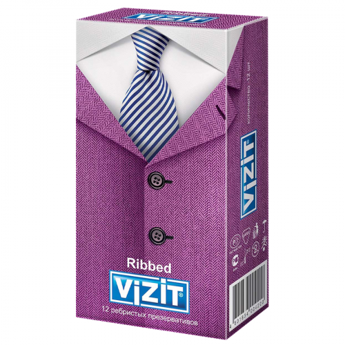 VIZIT Презерватив №12 Ribbed  в Казахстане, интернет-аптека Рокет Фарм
