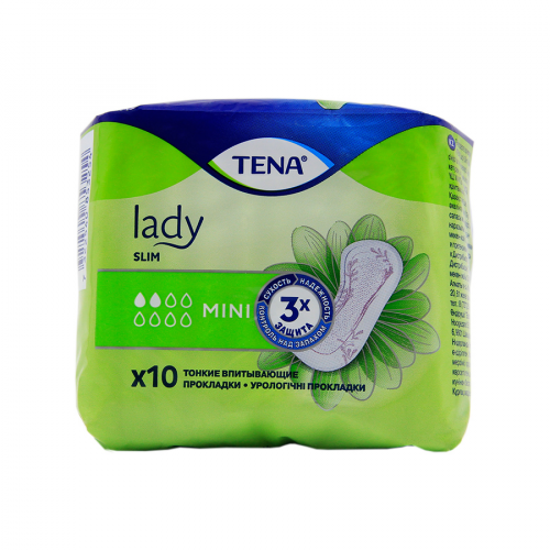 TENA Прокладки гигиенические 2 капли №10 Lady Slim Mini  в Казахстане, интернет-аптека Рокет Фарм