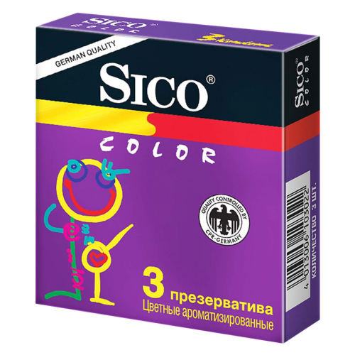 SICO Презерватив 3шт Color  в Казахстане, интернет-аптека Рокет Фарм