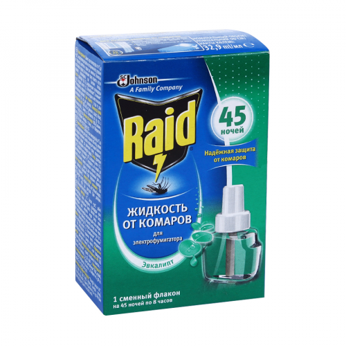 RAID Жидкость от комаров, 45 ночей, эвкалипт, 33мл.  в Казахстане, интернет-аптека Рокет Фарм