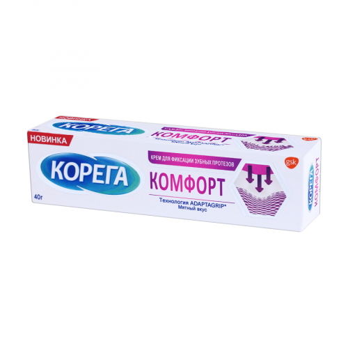 COREGA Крем для фиксации зубных протезов Комфорт мятный 40гр  в Казахстане, интернет-аптека Рокет Фарм