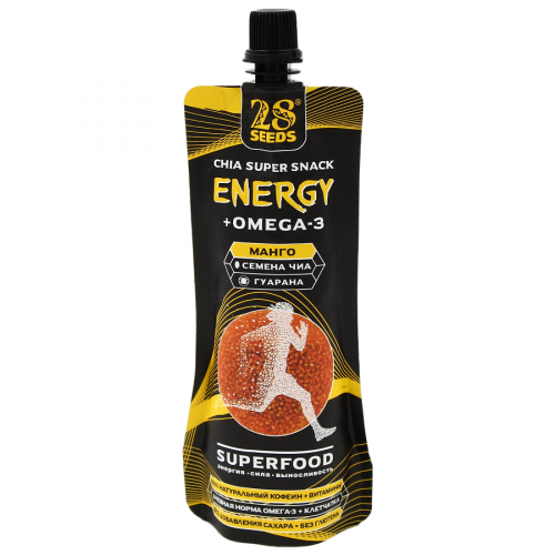 28 SEEDS Напиток энергетический Energy + Omega-3 манго дой-пак 150мл  в Казахстане, интернет-аптека Рокет Фарм