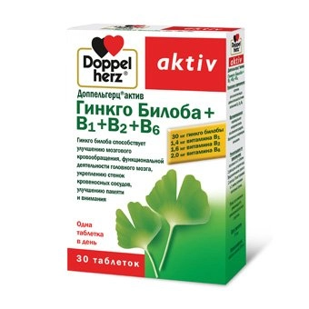Доппельгерц Актив Гинкго Билоба+В1+В2+В6 Таблетки в Казахстане, интернет-аптека Рокет Фарм
