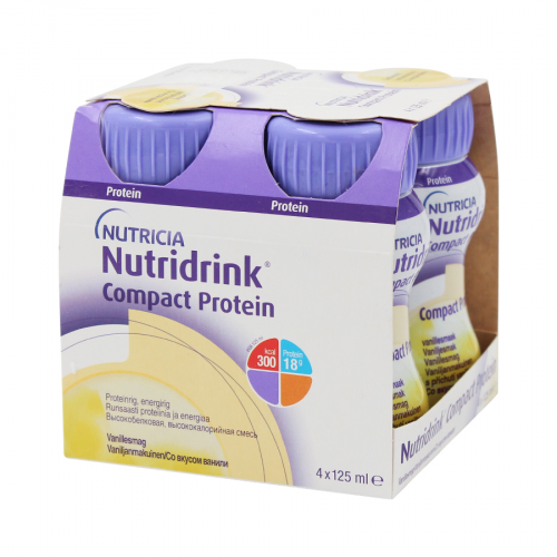 NUTRICIA Смесь жидкая Nutridrink Compact Protein со вкусом ванили 4*125мл  в Казахстане, интернет-аптека Рокет Фарм