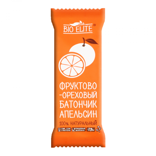 BIO ELITE Батончик фруктово-ореховый Апельсин, 35гр.  в Казахстане, интернет-аптека Рокет Фарм