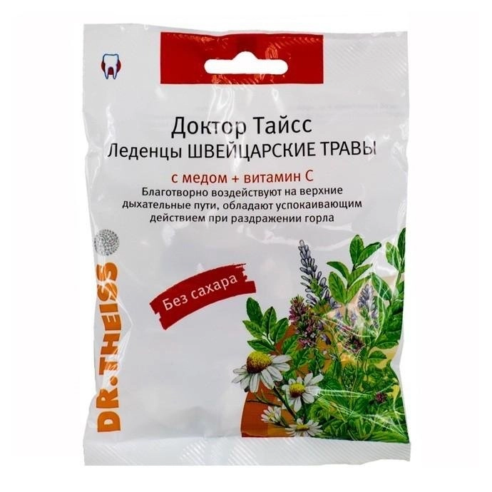 Швейцарские травы с медом + витамин С Доктор Тайсс Леденцы в Казахстане, интернет-аптека Рокет Фарм