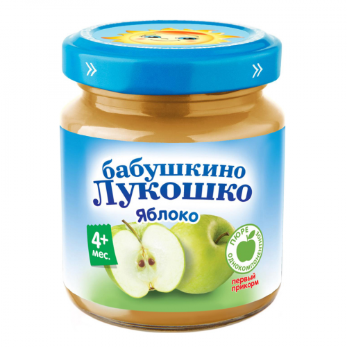 БАБУШКИНО ЛУКОШКО Пюре яблоко без сахара 4+месяцев 100гр  в Казахстане, интернет-аптека Рокет Фарм