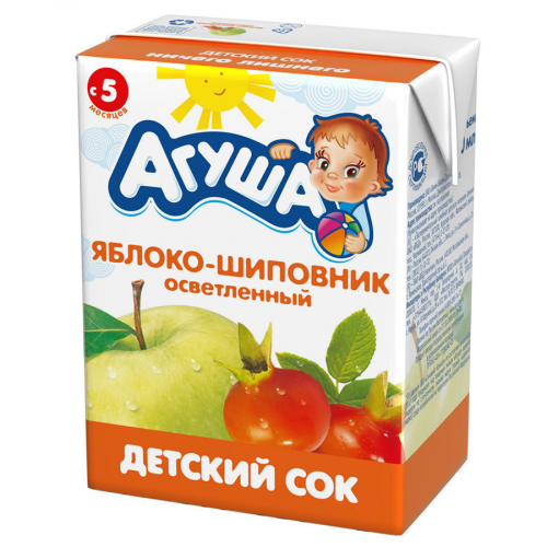 АГУША Сок осветленный яблоко-шиповник 5+ 200мл  в Казахстане, интернет-аптека Рокет Фарм