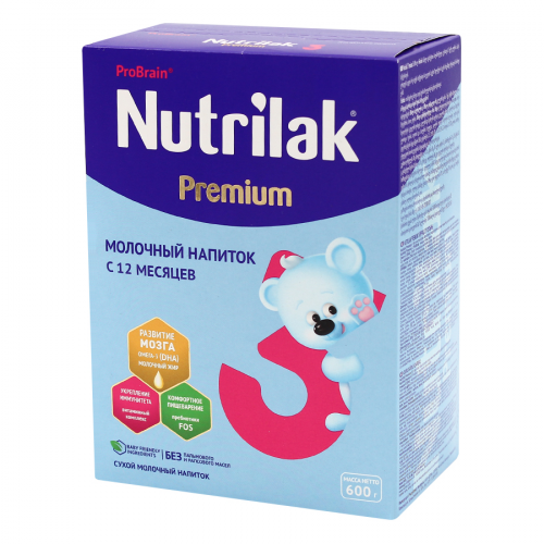 NUTRILAK Смесь PREMIUM 3 с 12 месяцев молочная сухая адаптированная c рождения 600гр  в Казахстане, интернет-аптека Рокет Фарм