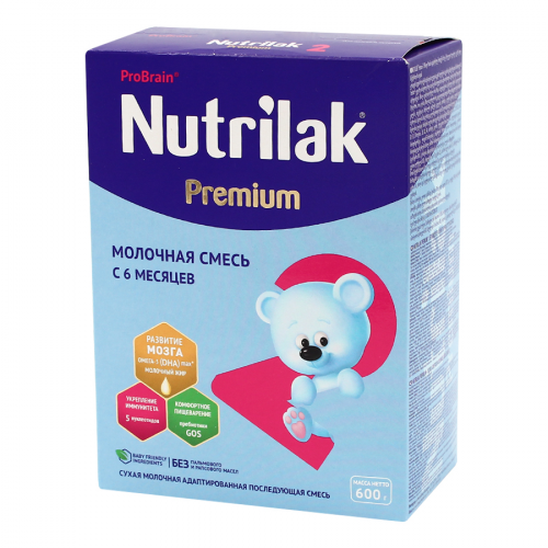 NUTRILAK Смесь PREMIUM 2 с 6 месяцев смесь молочная сухая последующая 600гр  в Казахстане, интернет-аптека Рокет Фарм