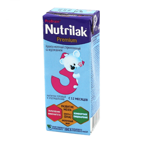 NUTRILAK PREMIUM ProBrain Напиток молочный ваниль 3 с 12месяцев 200мл тетрапак  в Казахстане, интернет-аптека Рокет Фарм