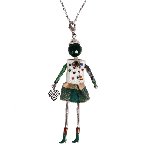 LA NATURE Подвеска Moon Paris, кукла Стефания в зеленом наряде, сереб, Mo-0473  в Казахстане, интернет-аптека Рокет Фарм