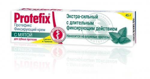 Крем для фиксации зубных протезов Protefix Протефикс с мятой